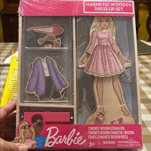 NWT Barbie Magnetic Wooden Dress-Up Set - Pink and Purple